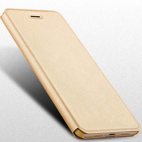 Leather Case Stands Flip Cover for Huawei P8 Lite (2017) Gold
