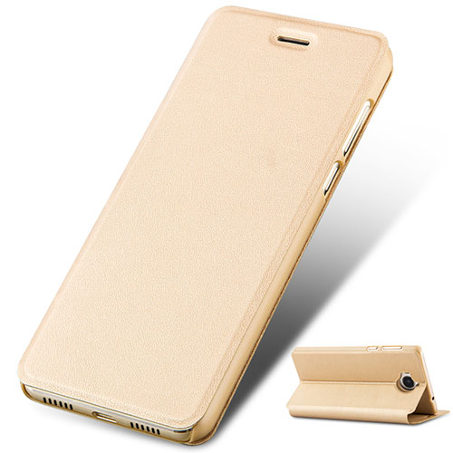 Leather Case Stands Flip Cover for Huawei Y5 (2017) Gold