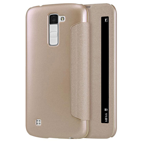 Leather Case Stands Flip Cover for LG K10 Gold