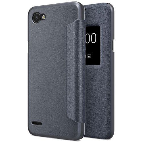 Leather Case Stands Flip Cover for LG Q6 Black