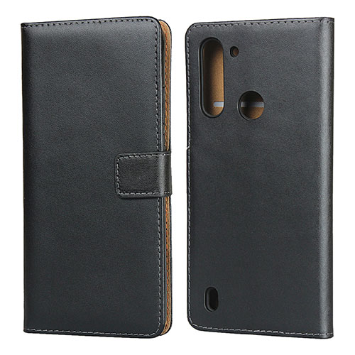 Leather Case Stands Flip Cover for Motorola Moto G8 Power Lite Black