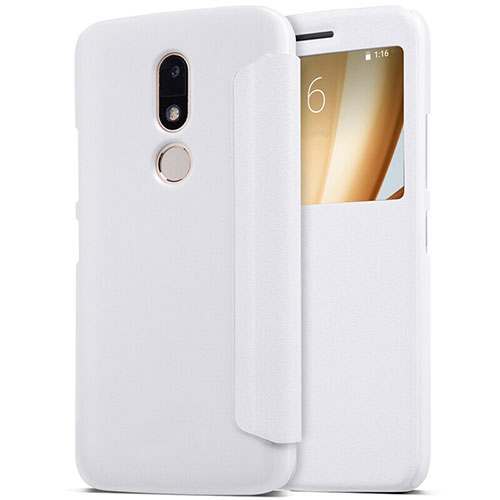 Leather Case Stands Flip Cover for Motorola Moto M XT1662 White
