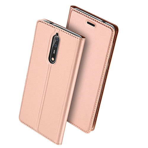 Leather Case Stands Flip Cover for Nokia 8 Pink