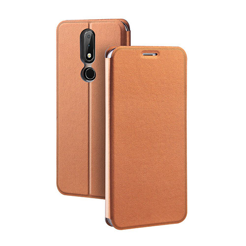 Leather Case Stands Flip Cover for Nokia X5 Brown