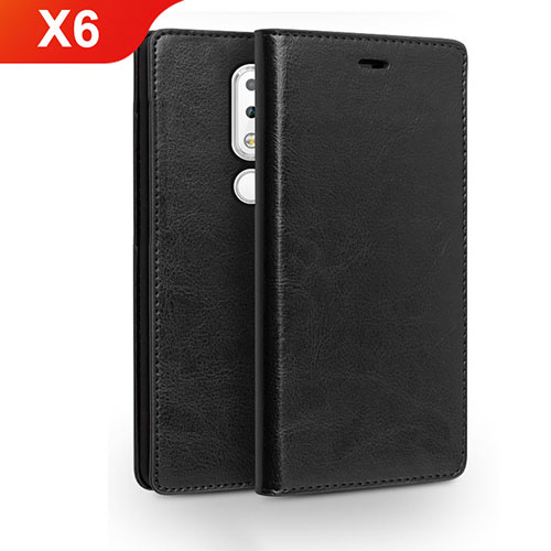Leather Case Stands Flip Cover for Nokia X6 Black