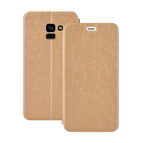 Leather Case Stands Flip Cover for Samsung Galaxy A5 (2018) A530F Gold
