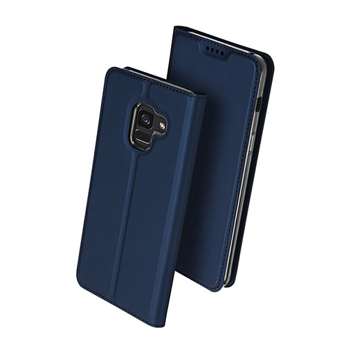Leather Case Stands Flip Cover for Samsung Galaxy A8+ A8 Plus (2018) A730F Blue