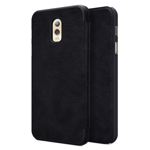 Leather Case Stands Flip Cover for Samsung Galaxy C7 (2017) Black