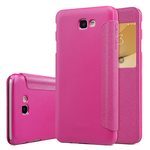 Leather Case Stands Flip Cover for Samsung Galaxy J5 Prime G570F Hot Pink