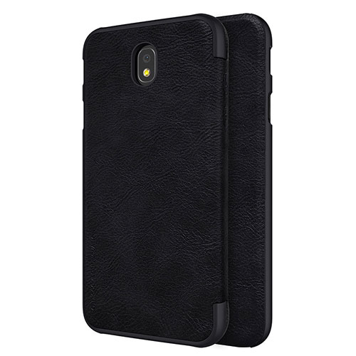 Leather Case Stands Flip Cover for Samsung Galaxy J7 Pro Black