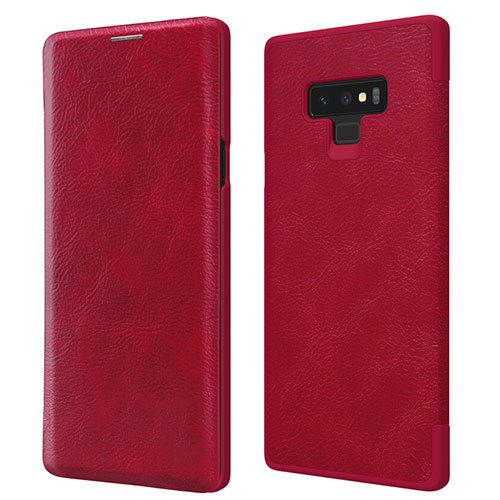 Leather Case Stands Flip Cover for Samsung Galaxy Note 9 Red