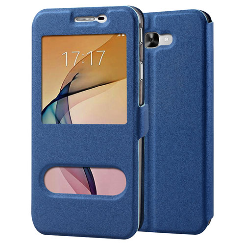 Leather Case Stands Flip Cover for Samsung Galaxy On7 (2016) G6100 Blue