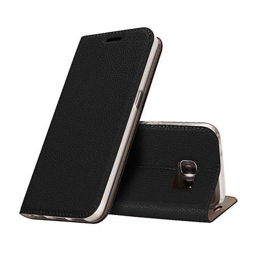 Leather Case Stands Flip Cover for Samsung Galaxy S7 G930F G930FD Black