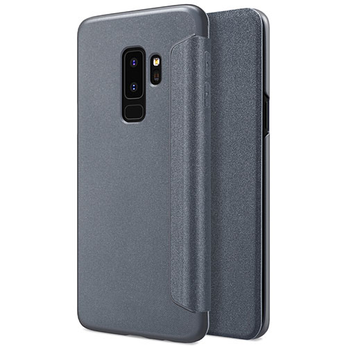 Leather Case Stands Flip Cover for Samsung Galaxy S9 Plus Black