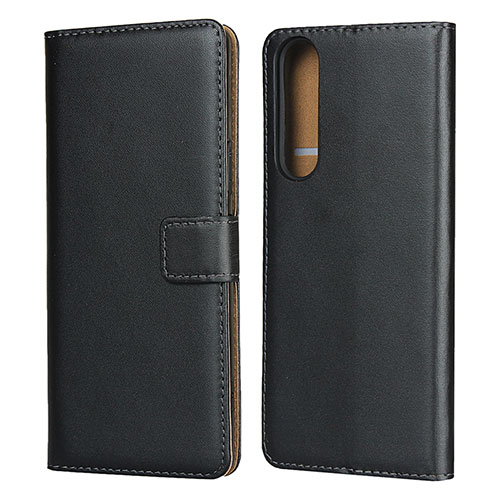 Leather Case Stands Flip Cover for Sony Xperia 1 II Black
