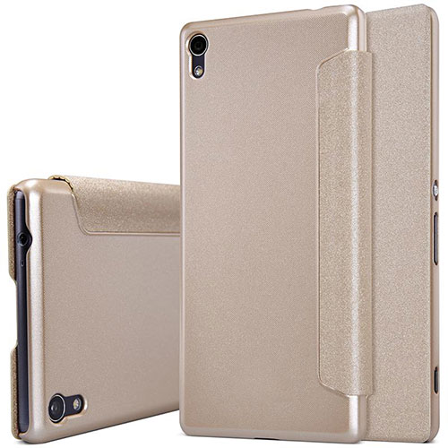 Leather Case Stands Flip Cover for Sony Xperia XA Ultra Gold