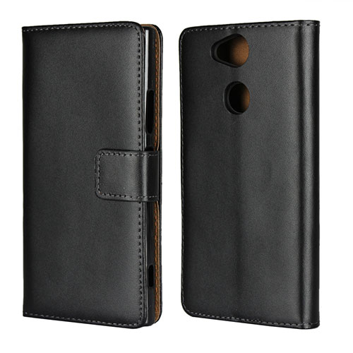 Leather Case Stands Flip Cover for Sony Xperia XA2 Plus Black