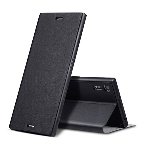 Leather Case Stands Flip Cover for Sony Xperia XZ Black