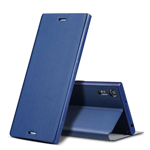 Leather Case Stands Flip Cover for Sony Xperia XZ Blue