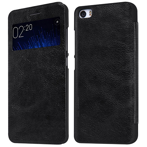 Leather Case Stands Flip Cover for Xiaomi Mi 5 Black