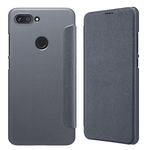 Leather Case Stands Flip Cover for Xiaomi Mi 8 Lite Gray