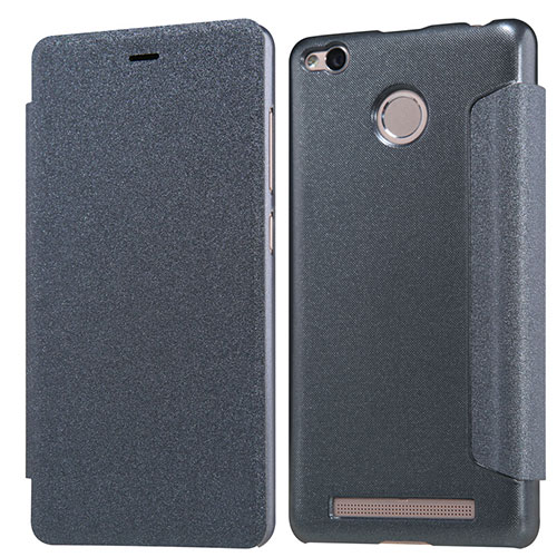 Leather Case Stands Flip Cover for Xiaomi Redmi 3X Black