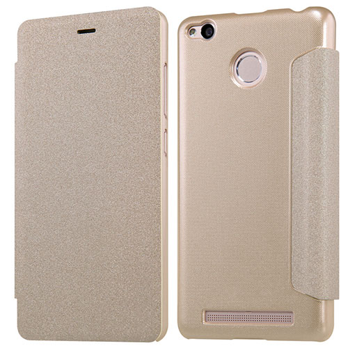 Leather Case Stands Flip Cover for Xiaomi Redmi 3X Gold