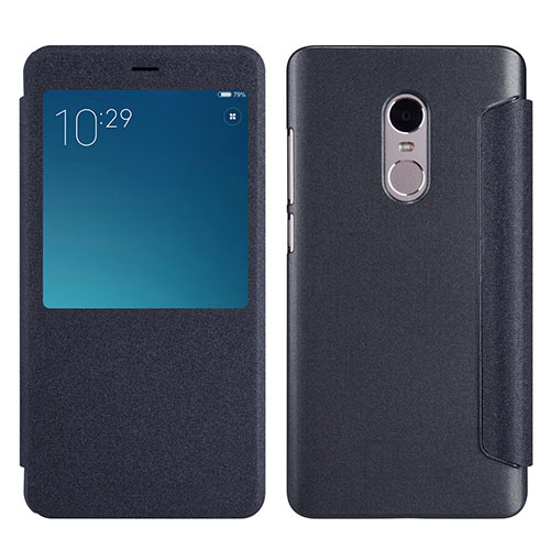 Leather Case Stands Flip Cover for Xiaomi Redmi Note 4 Black