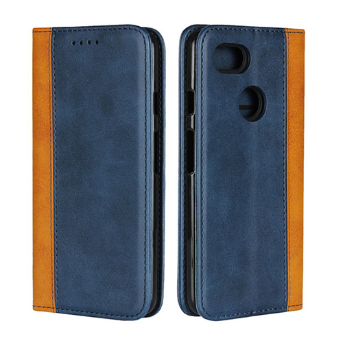 Leather Case Stands Flip Cover G01 Holder for Google Pixel 3 Blue
