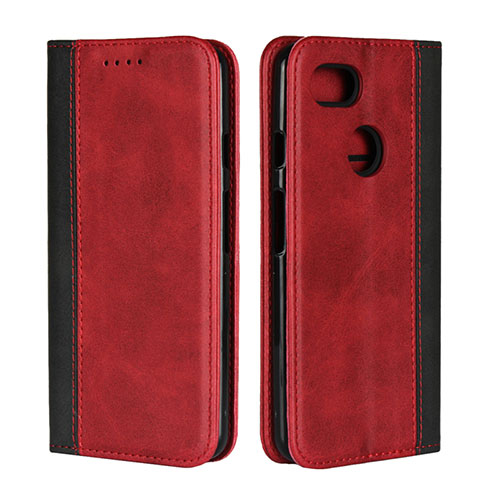 Leather Case Stands Flip Cover G01 Holder for Google Pixel 3 Red