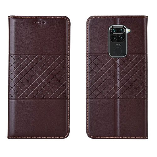 Leather Case Stands Flip Cover G03 Holder for Xiaomi Redmi 10X 4G Brown