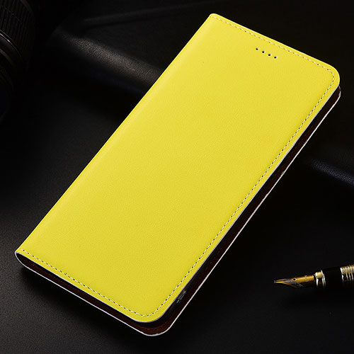 Leather Case Stands Flip Cover H04 Holder for Apple iPhone 13 Yellow