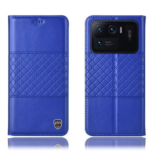 Leather Case Stands Flip Cover H04P Holder for Xiaomi Mi 11 Ultra 5G Blue