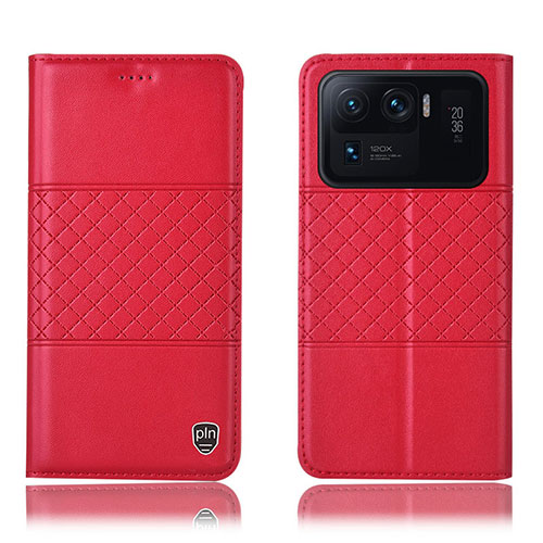 Leather Case Stands Flip Cover H04P Holder for Xiaomi Mi 11 Ultra 5G Red