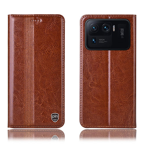 Leather Case Stands Flip Cover H05P Holder for Xiaomi Mi 11 Ultra 5G Light Brown