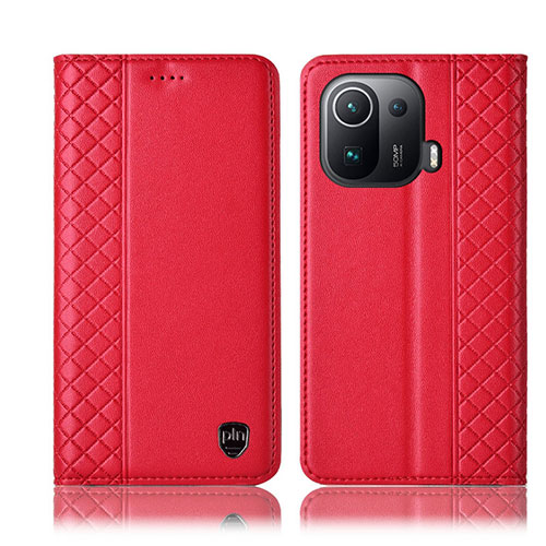 Leather Case Stands Flip Cover H07P Holder for Xiaomi Mi 11 Pro 5G Red