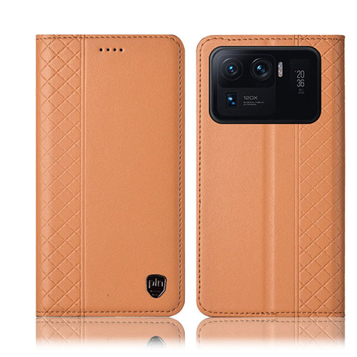 Leather Case Stands Flip Cover H10P Holder for Xiaomi Mi 11 Ultra 5G Orange