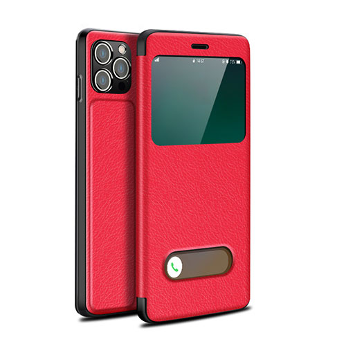 Leather Case Stands Flip Cover H19 Holder for Apple iPhone 13 Pro Red