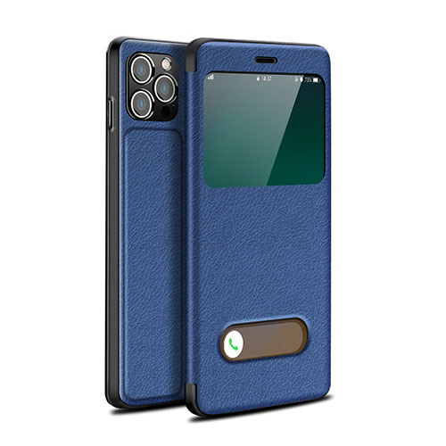 Leather Case Stands Flip Cover H19 Holder for Apple iPhone 14 Pro Blue