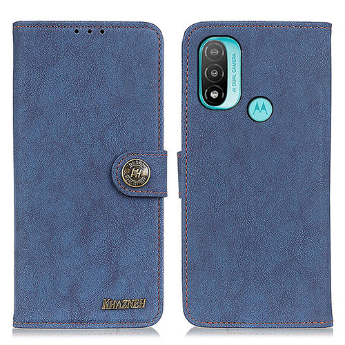 Leather Case Stands Flip Cover Holder A01D for Motorola Moto E40 Blue
