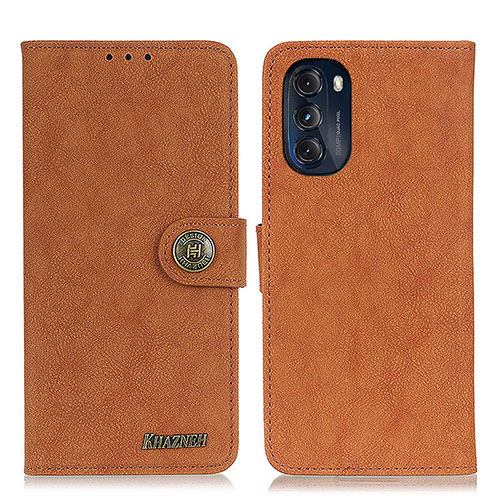 Leather Case Stands Flip Cover Holder A01D for Motorola Moto G 5G (2022) Brown