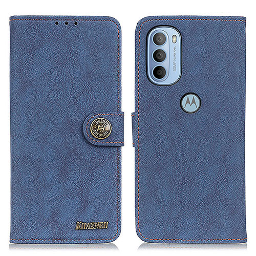 Leather Case Stands Flip Cover Holder A01D for Motorola Moto G31 Blue