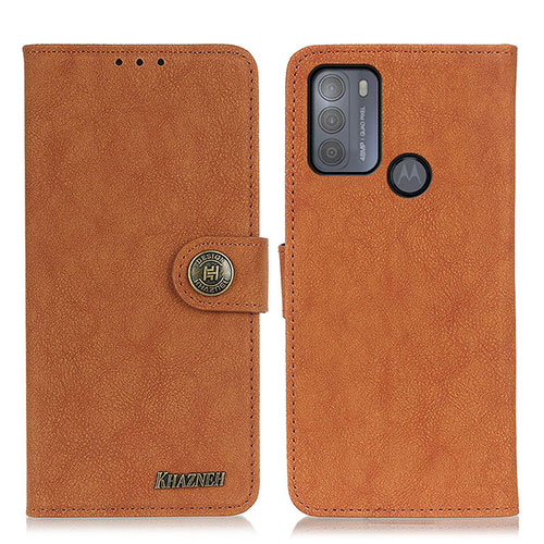 Leather Case Stands Flip Cover Holder A01D for Motorola Moto G50 Brown