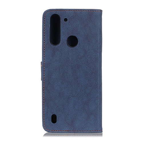 Leather Case Stands Flip Cover Holder A01D for Motorola Moto One Fusion Blue