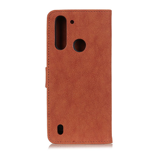 Leather Case Stands Flip Cover Holder A01D for Motorola Moto One Fusion Brown