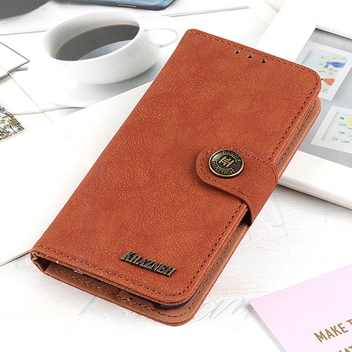 Leather Case Stands Flip Cover Holder A01D for OnePlus Ace 2V 5G Brown