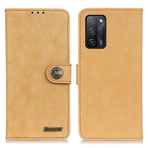 Leather Case Stands Flip Cover Holder A01D for Oppo A53s 5G Gold