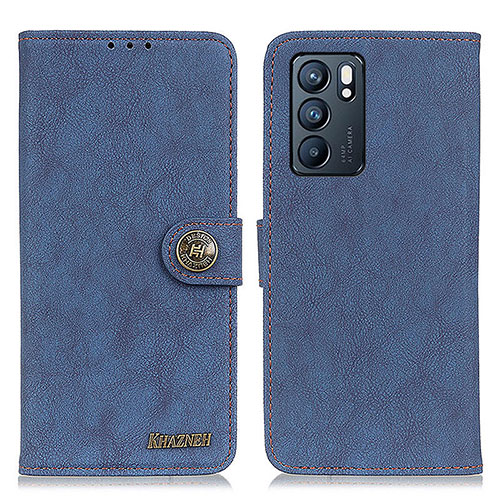 Leather Case Stands Flip Cover Holder A01D for Oppo Reno6 5G Blue