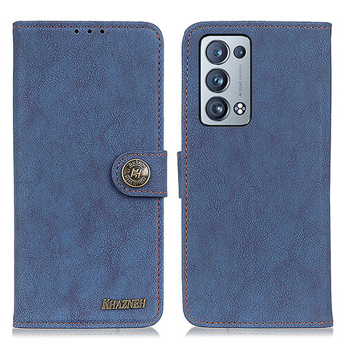 Leather Case Stands Flip Cover Holder A01D for Oppo Reno6 Pro 5G Blue