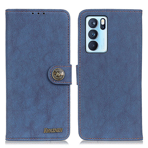 Leather Case Stands Flip Cover Holder A01D for Oppo Reno6 Pro 5G India Blue